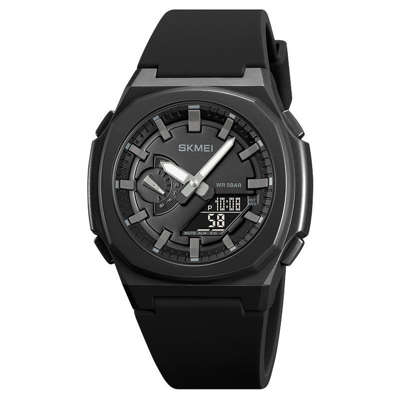 Quartz Waterproof Multi-function Chronograph Alarm Digital Watch Black Shell, Gray Engraving