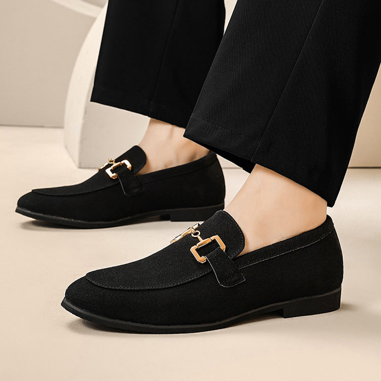British Metal Buckle Leather Shoes