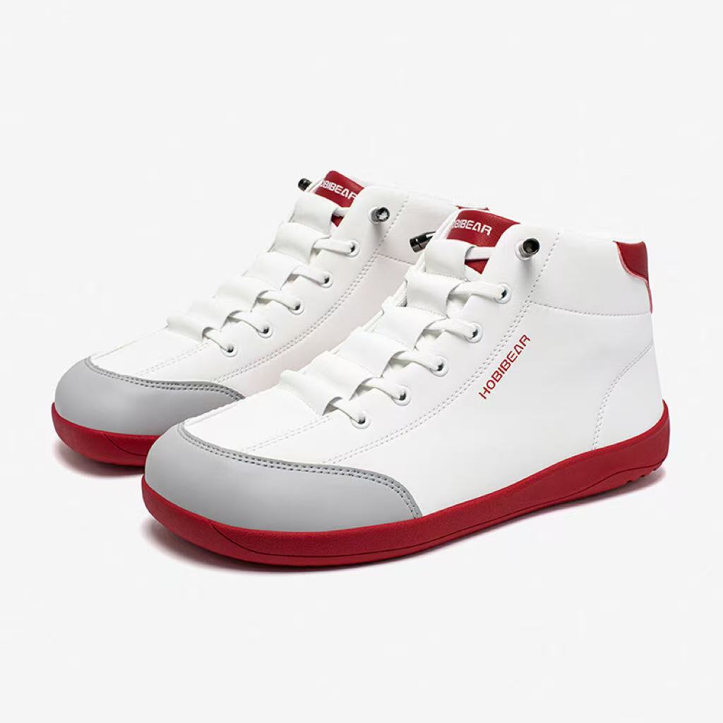 New Wide Toe Sports Slip-on Flat Shoes For Women White And Red