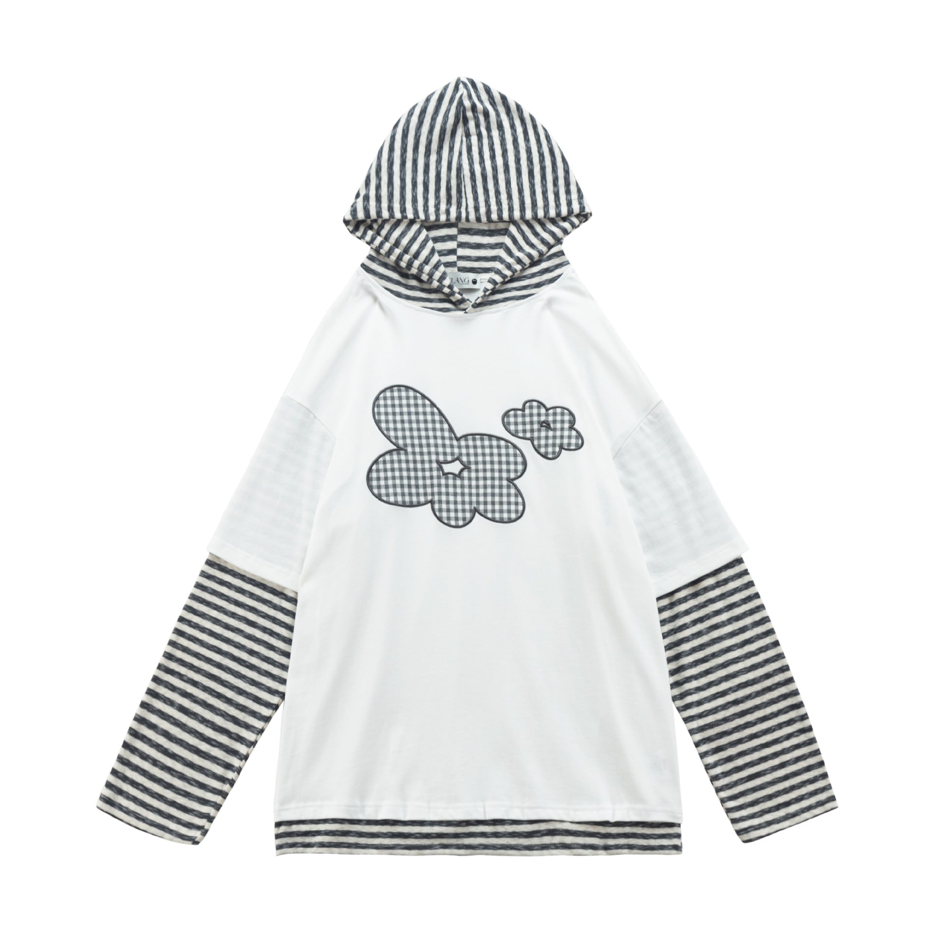 Womens Retro Long-Sleeve Striped Hoodie With Floral Embroidery