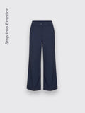Striped Cotton-Linen Casual Pants Dark Blue 2XL