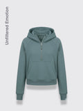 Zipper Hoodie Sweatshirt With Pocket Green L