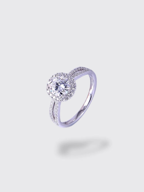 925 Silver Gold Plated Ring D color hearts and arrows 3ca No.10