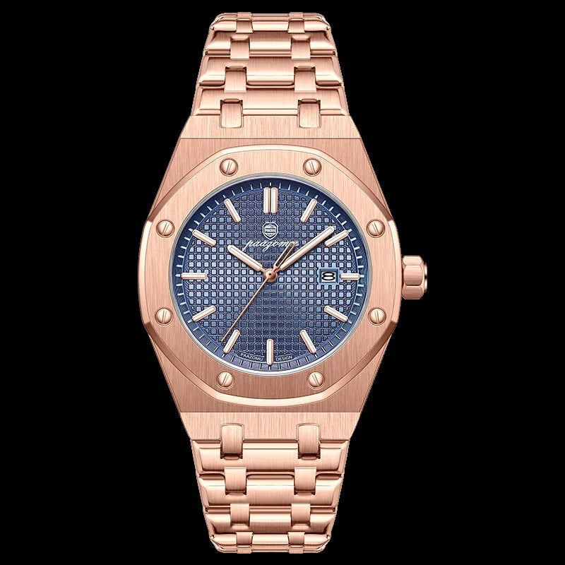Poedagar Waterproof Calendar Watch Rose gold blue