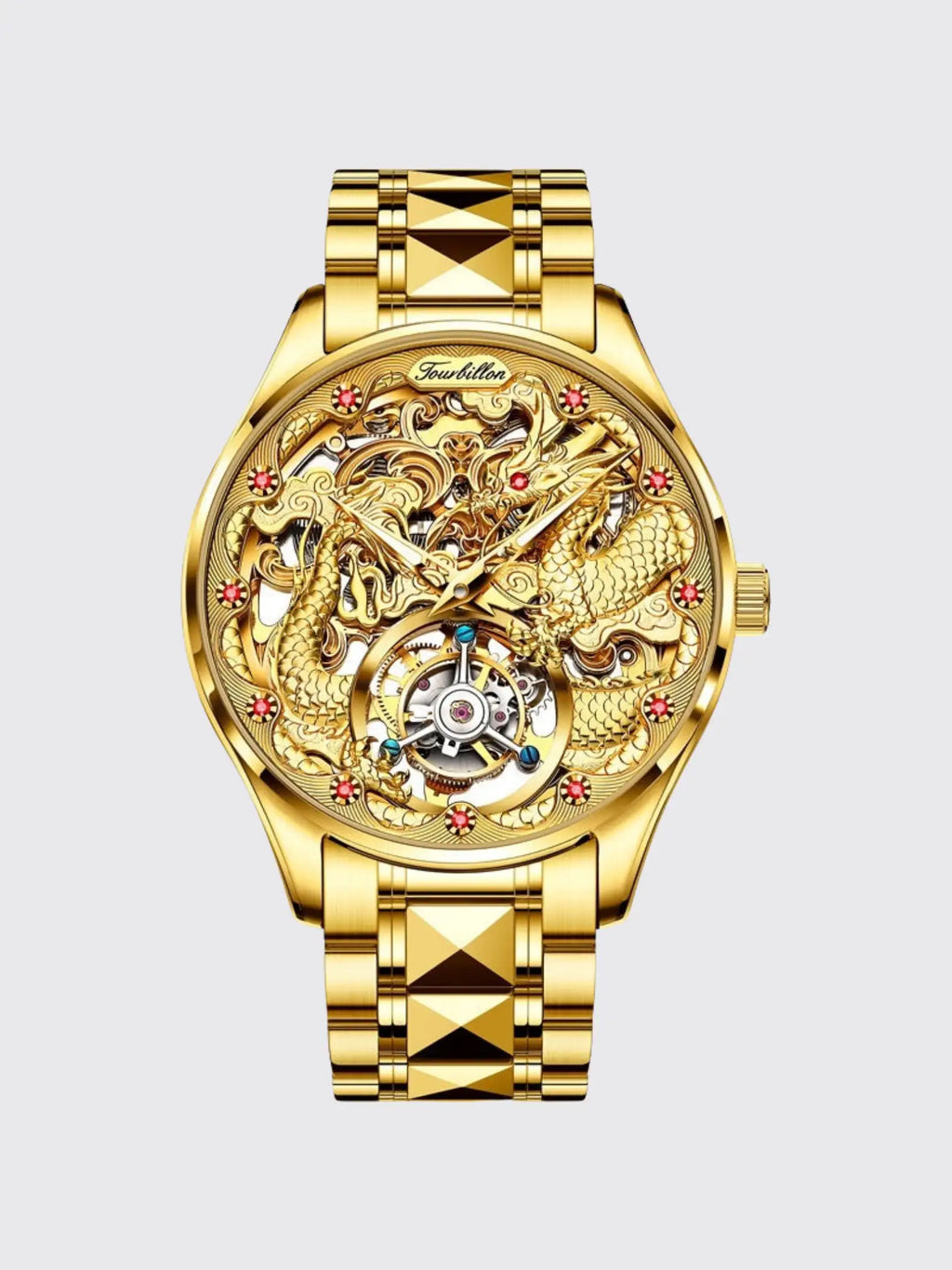 Luxury Golden Water-Resistant Watch With Tourbillon
