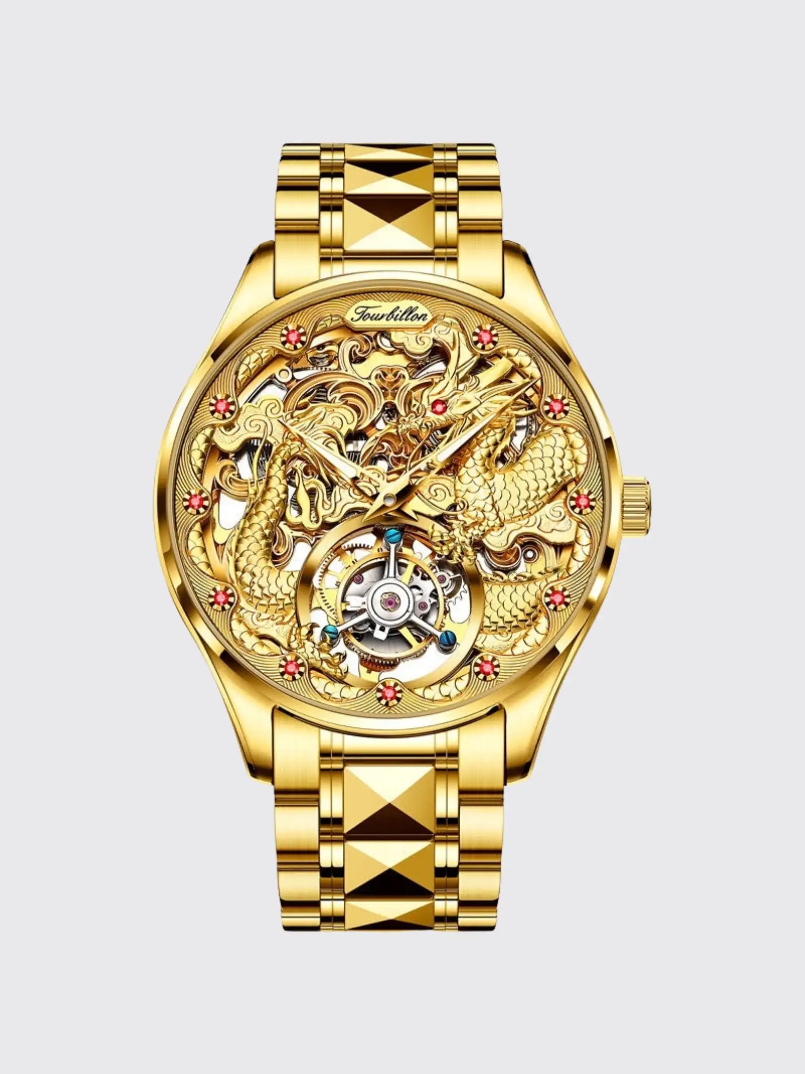 Luxury Golden Water-Resistant Watch With Tourbillon