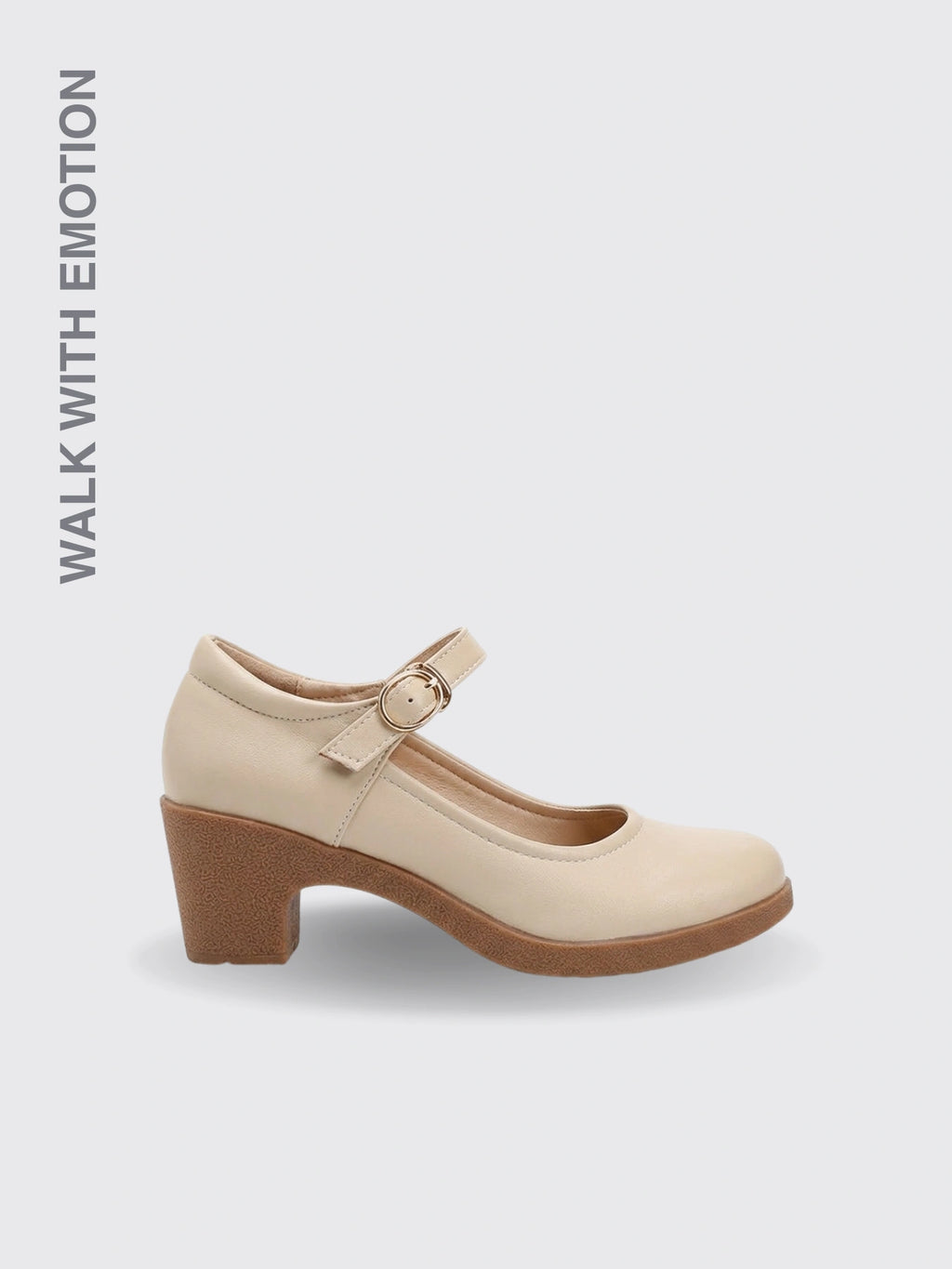 Buckle Shoes With Thermoplastic Rubber Beige 35
