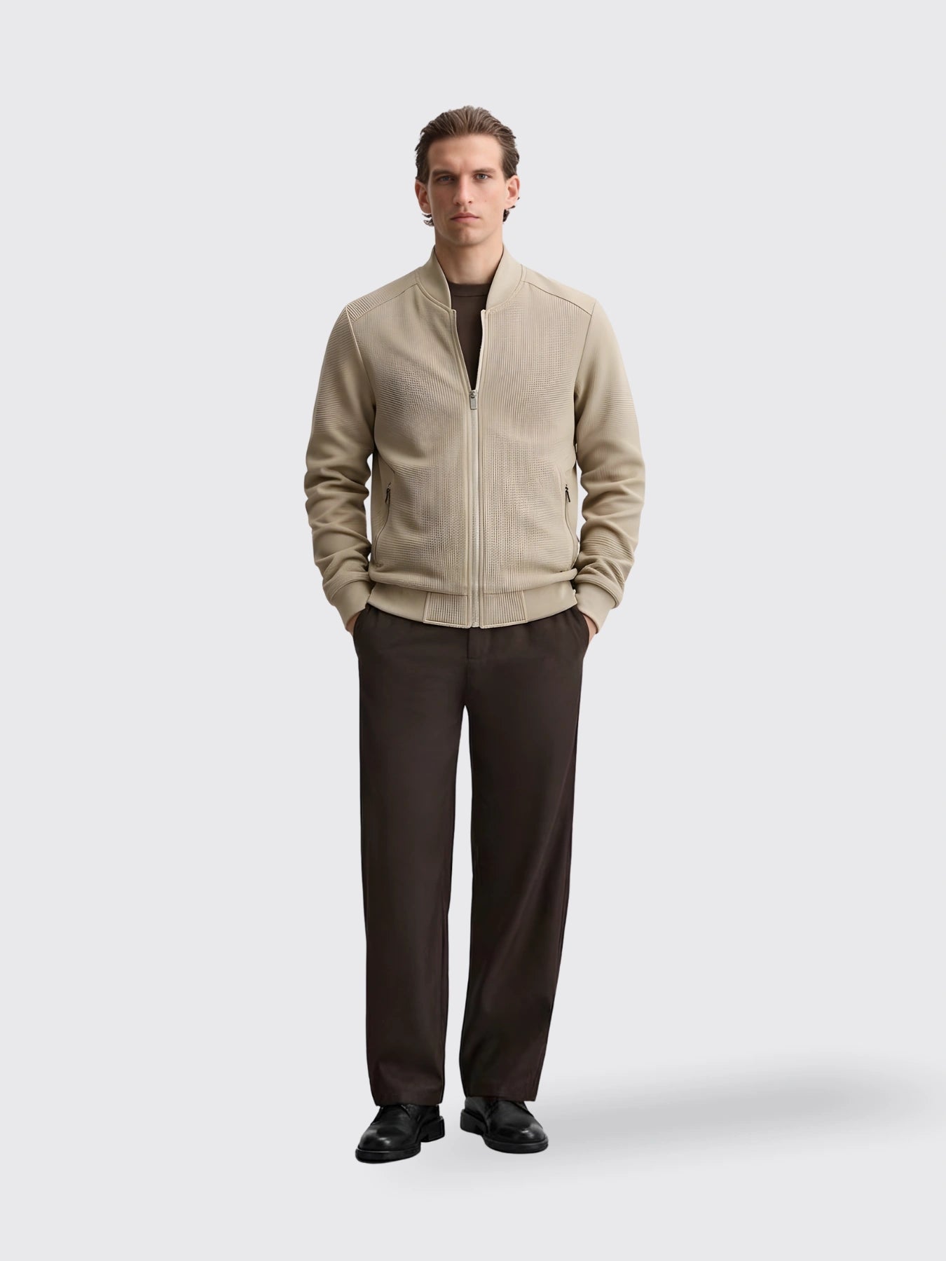 Stand Collar Solid Color Jacket