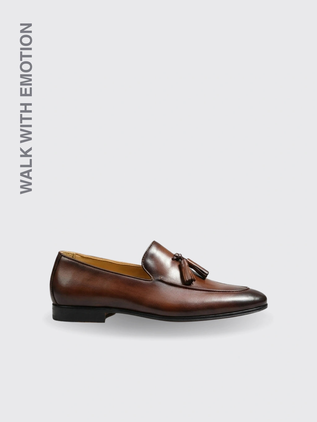 Leather Tassel Breathable Loafers Brown 38