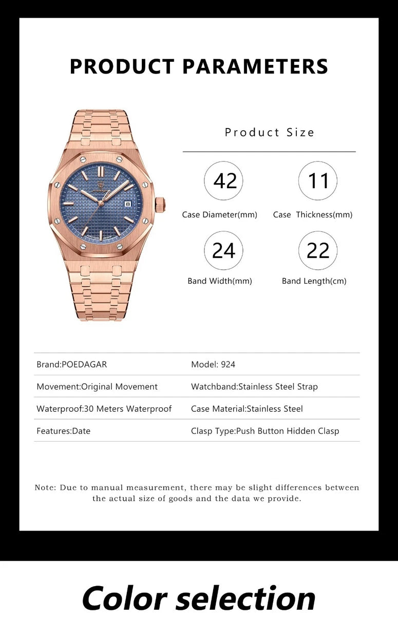 Poedagar Waterproof Calendar Watch