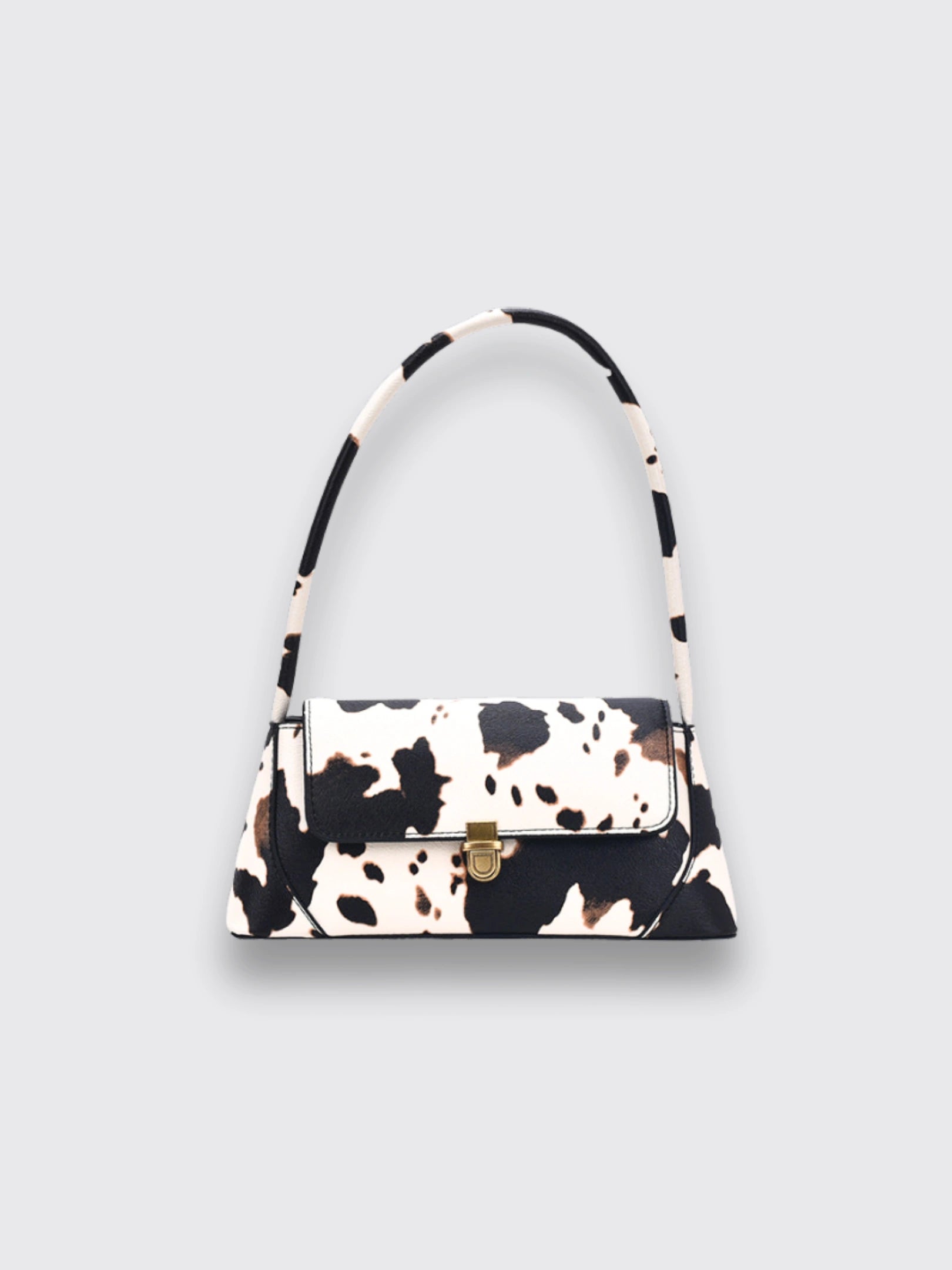 Stylish one-shoulder cow bag White