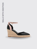 Pumps Shoes Dorsay Wedge Espadrille Ankle Strap Black 33