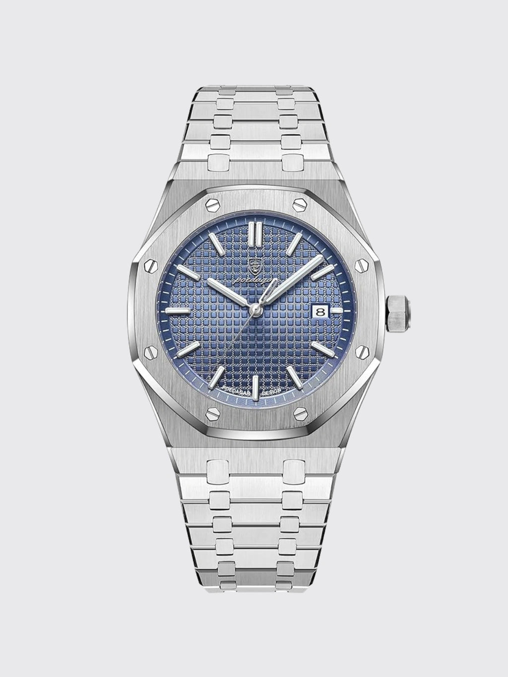 Poedagar Waterproof Calendar Watch Silver blue