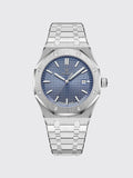 Poedagar Waterproof Calendar Watch Silver blue