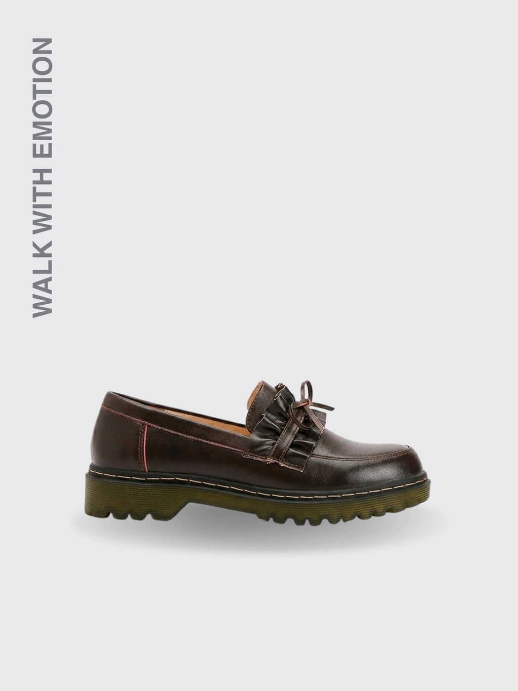 British Style Round Head Leather Shoes Brown 34