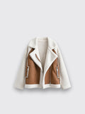 Suede Short Lamb Velvet Jacket Khaki 2XL