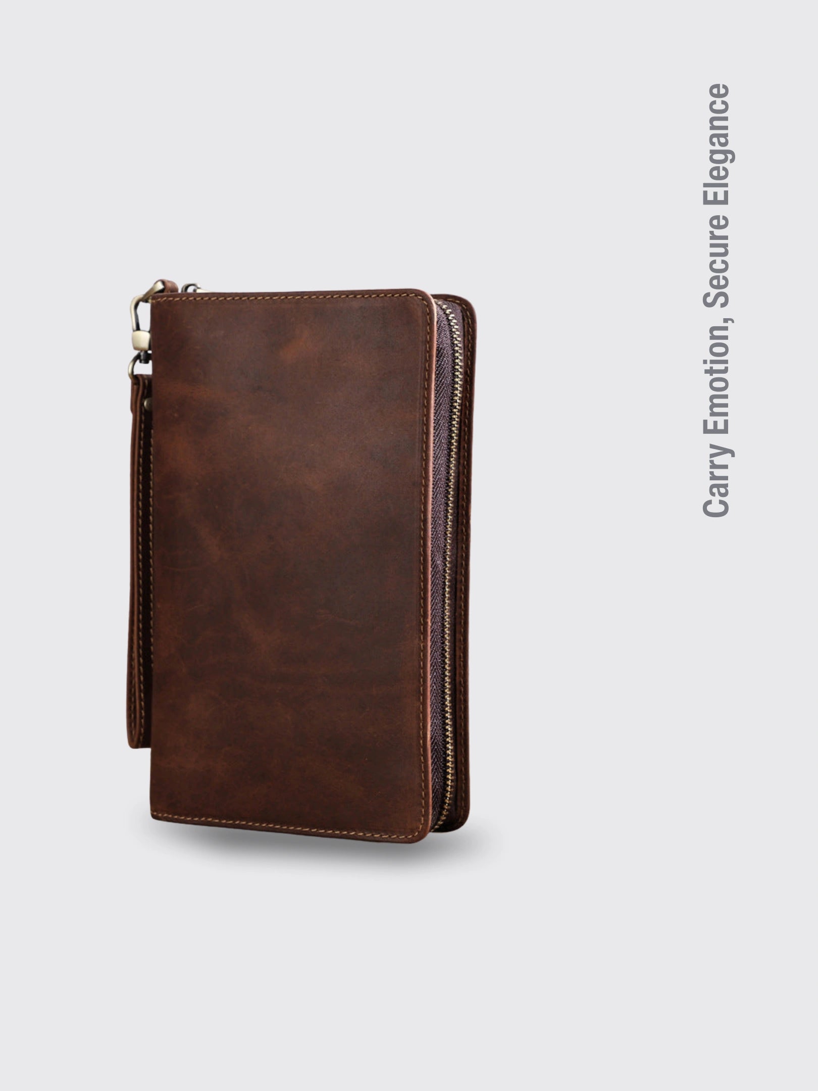 Retro Crazy Horse Cowhide Business Casual Clutch Coffee