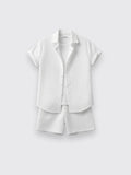 Jacquard Black And White Solid Color Suit White L