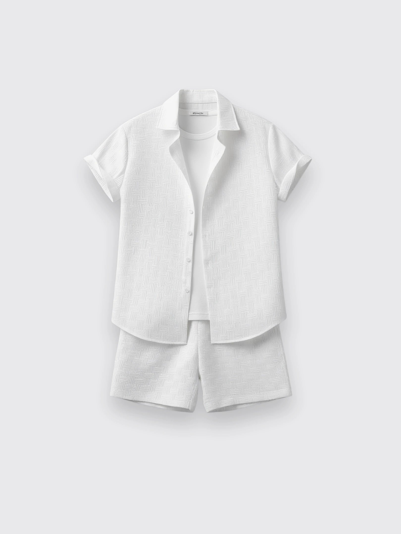 Jacquard Black And White Solid Color Suit White L