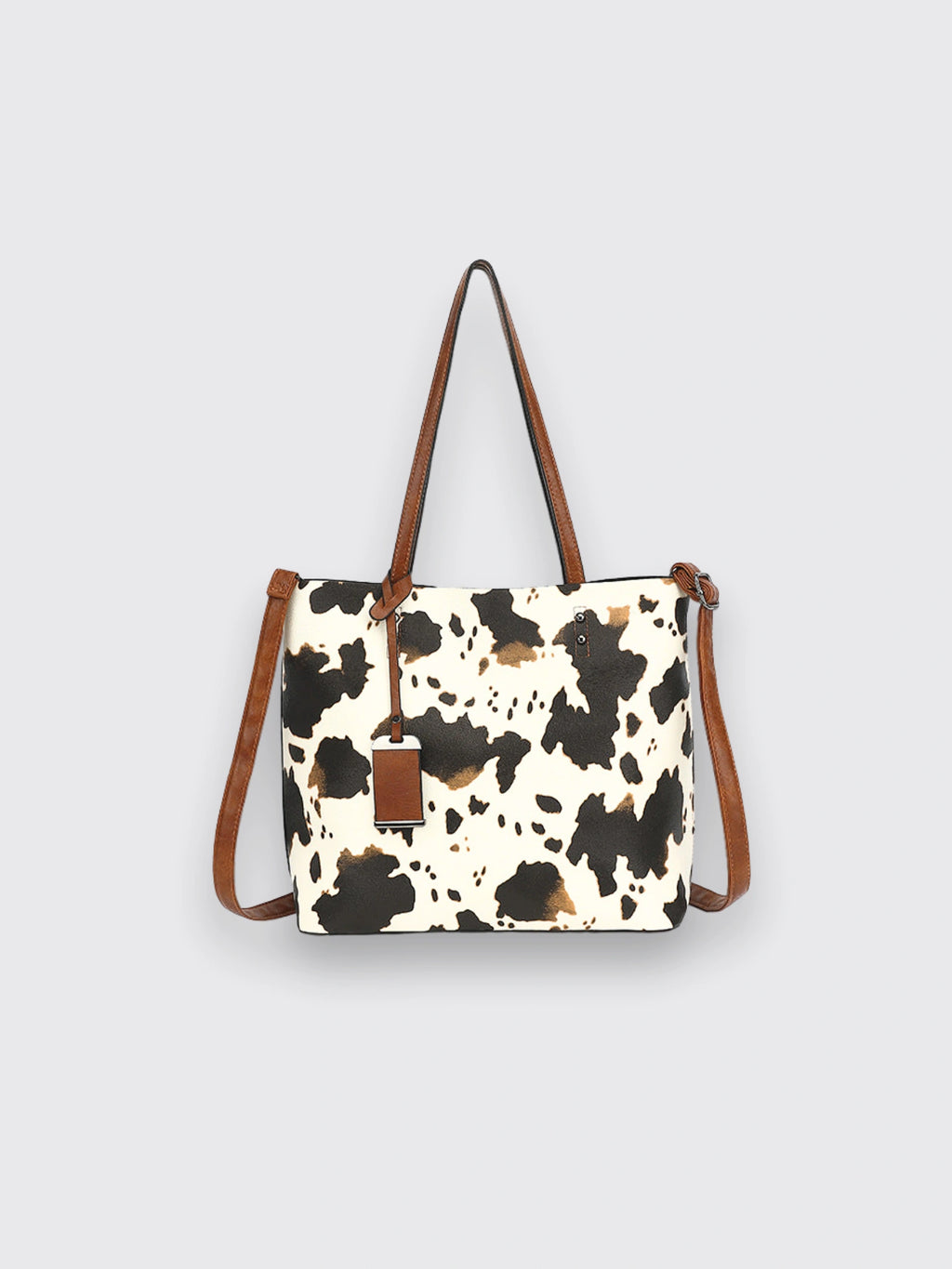 Women's Fashion Leopard Print Shoulder Bag Brown Cows Pattern