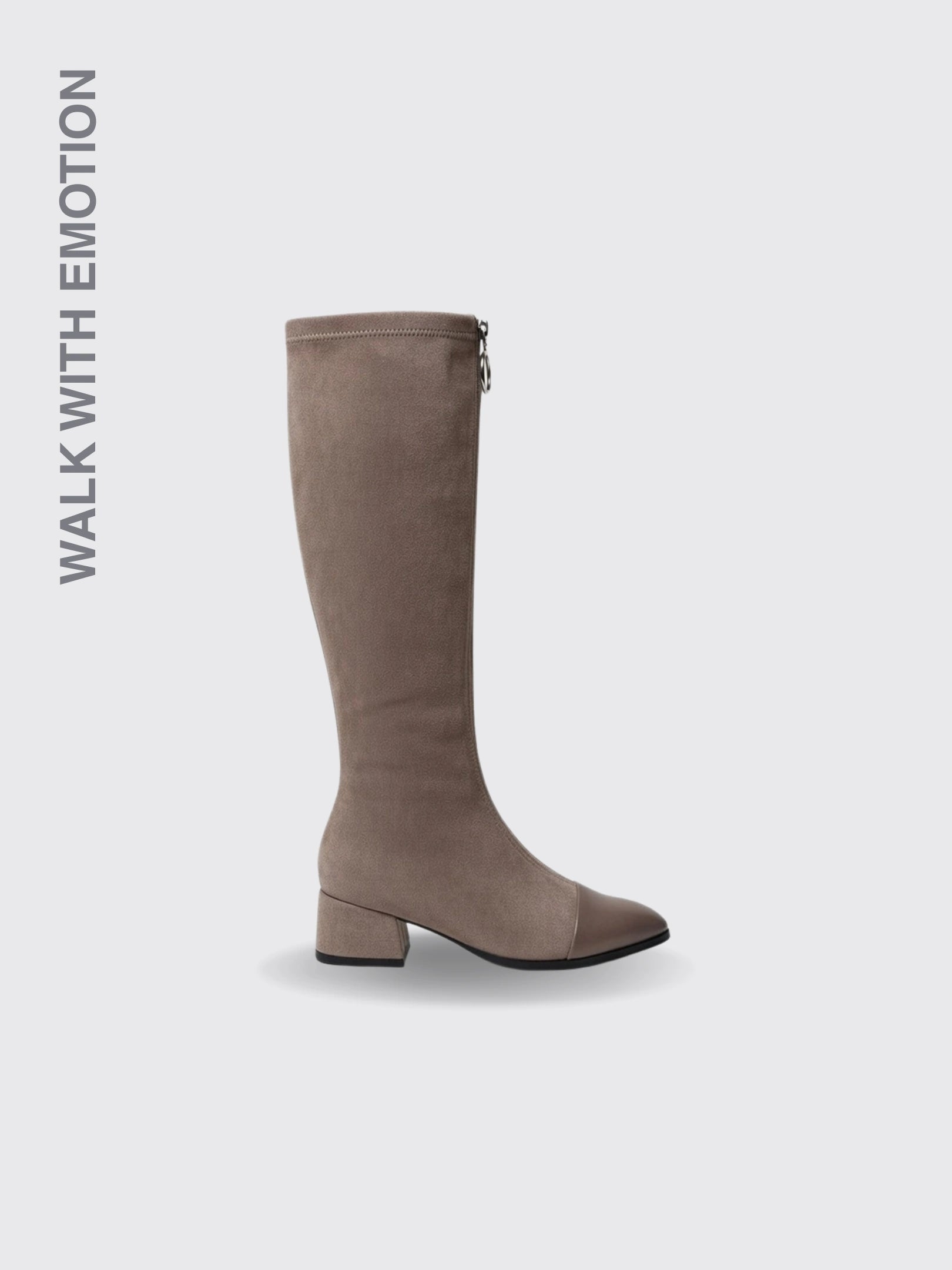 Square Heel Korean Zipper High Boots