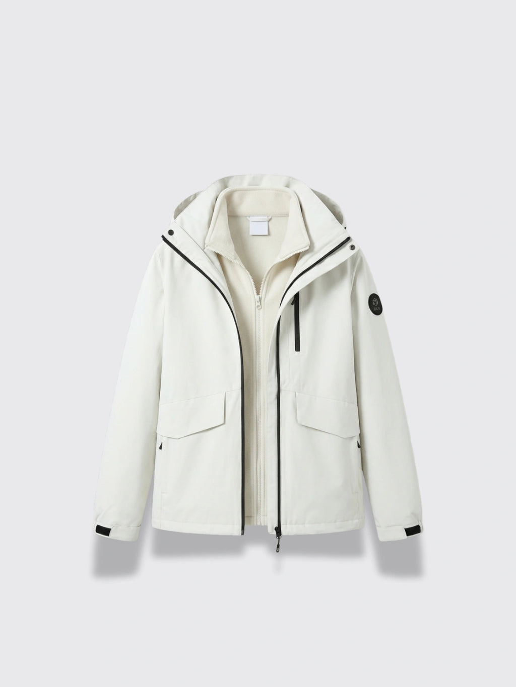 Womens Detachable 3-in-1 Hardshell Jacket Coats Ivory White 2XL