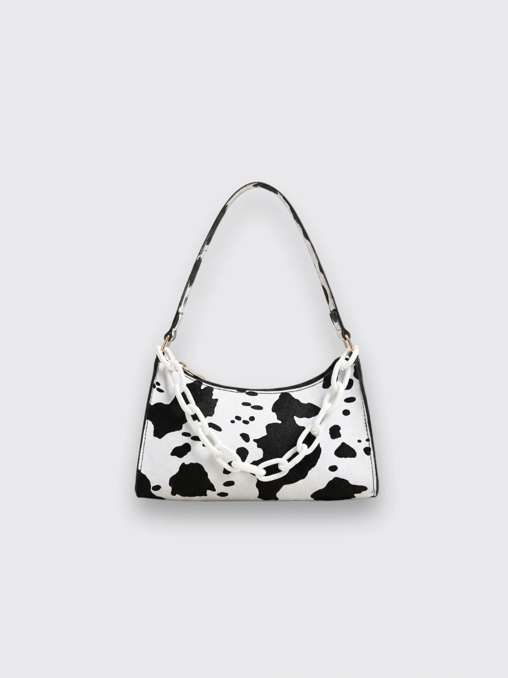 Fashionable Shoulder Bag Cow Pattern White