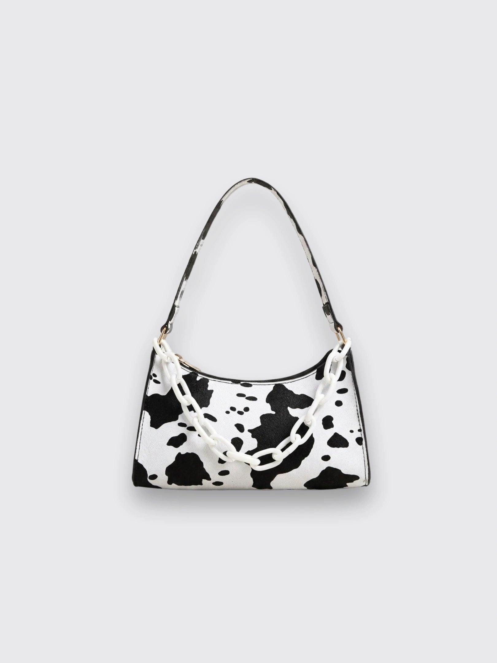 Fashionable Shoulder Bag Cow Pattern White