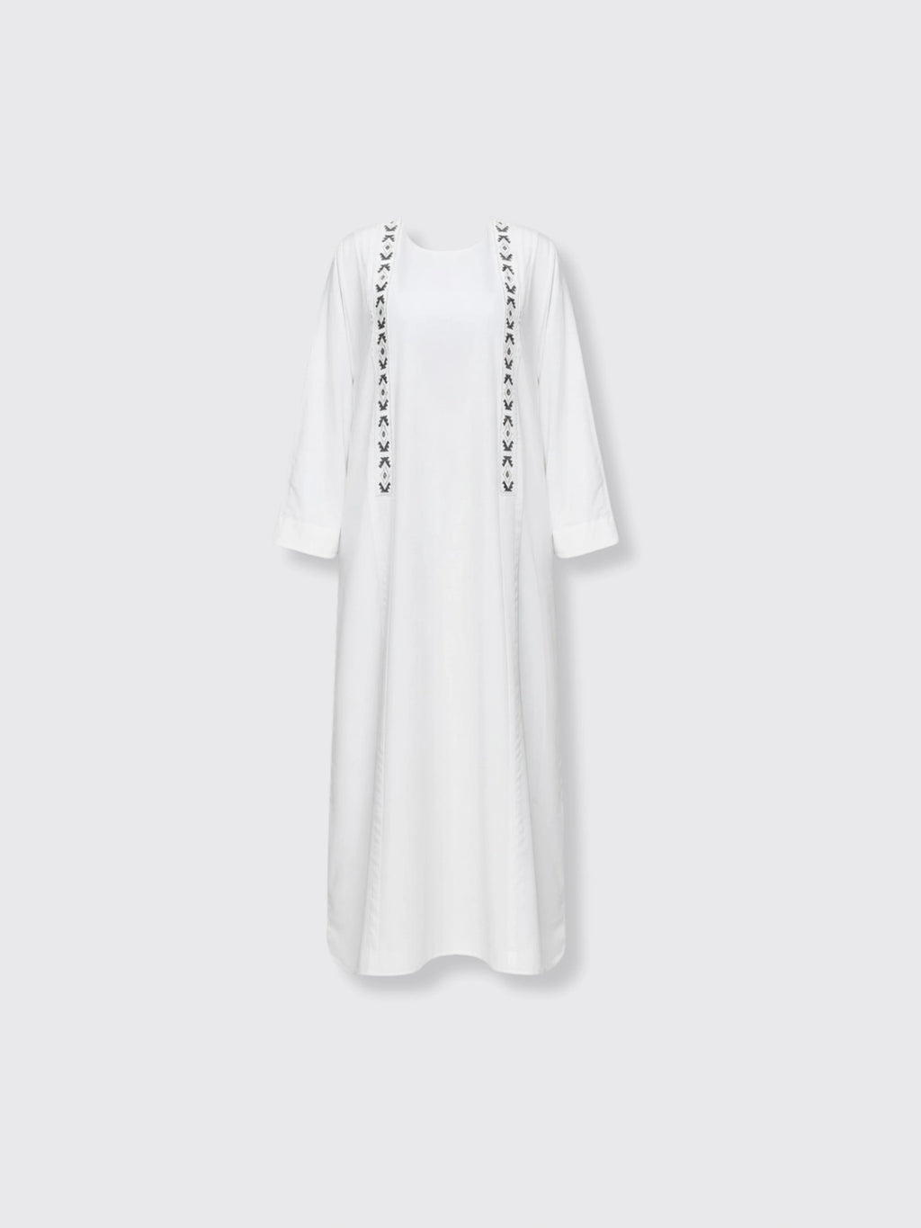 White Dress And Robe 2-piece Set With A Mesh Hijab White 2XL