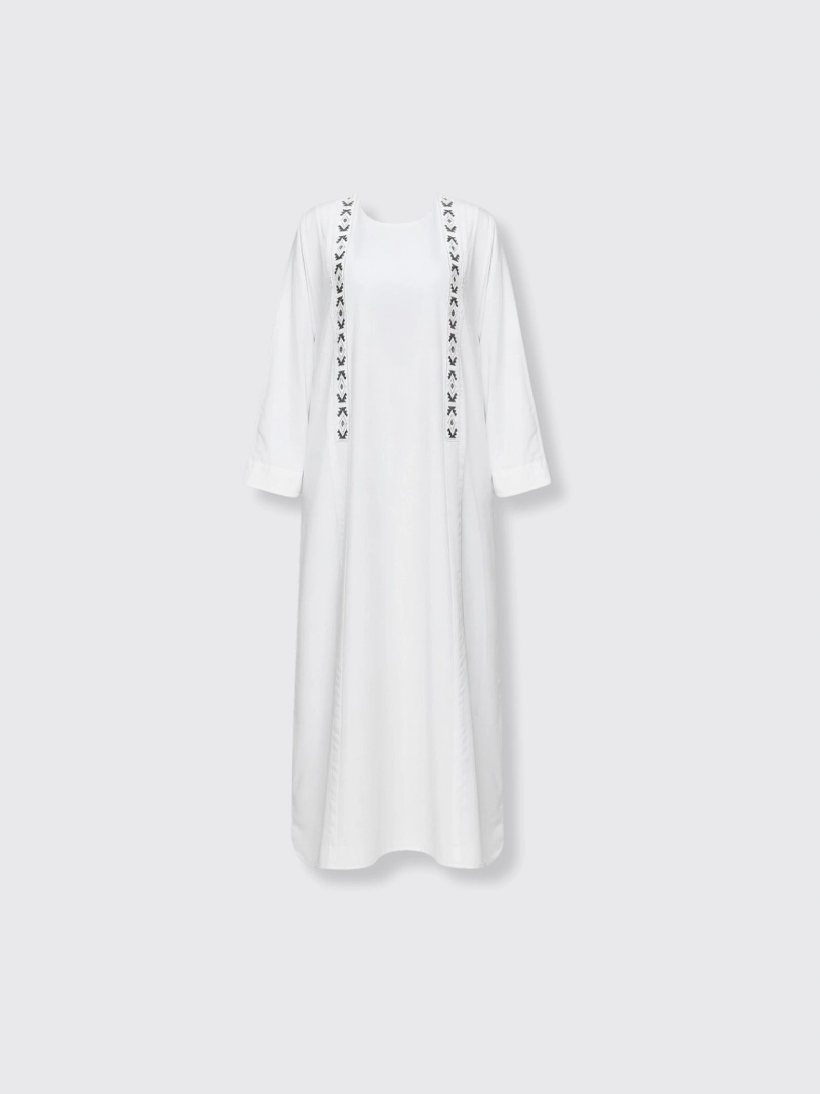 White Dress And Robe 2-piece Set With A Mesh Hijab White 2XL