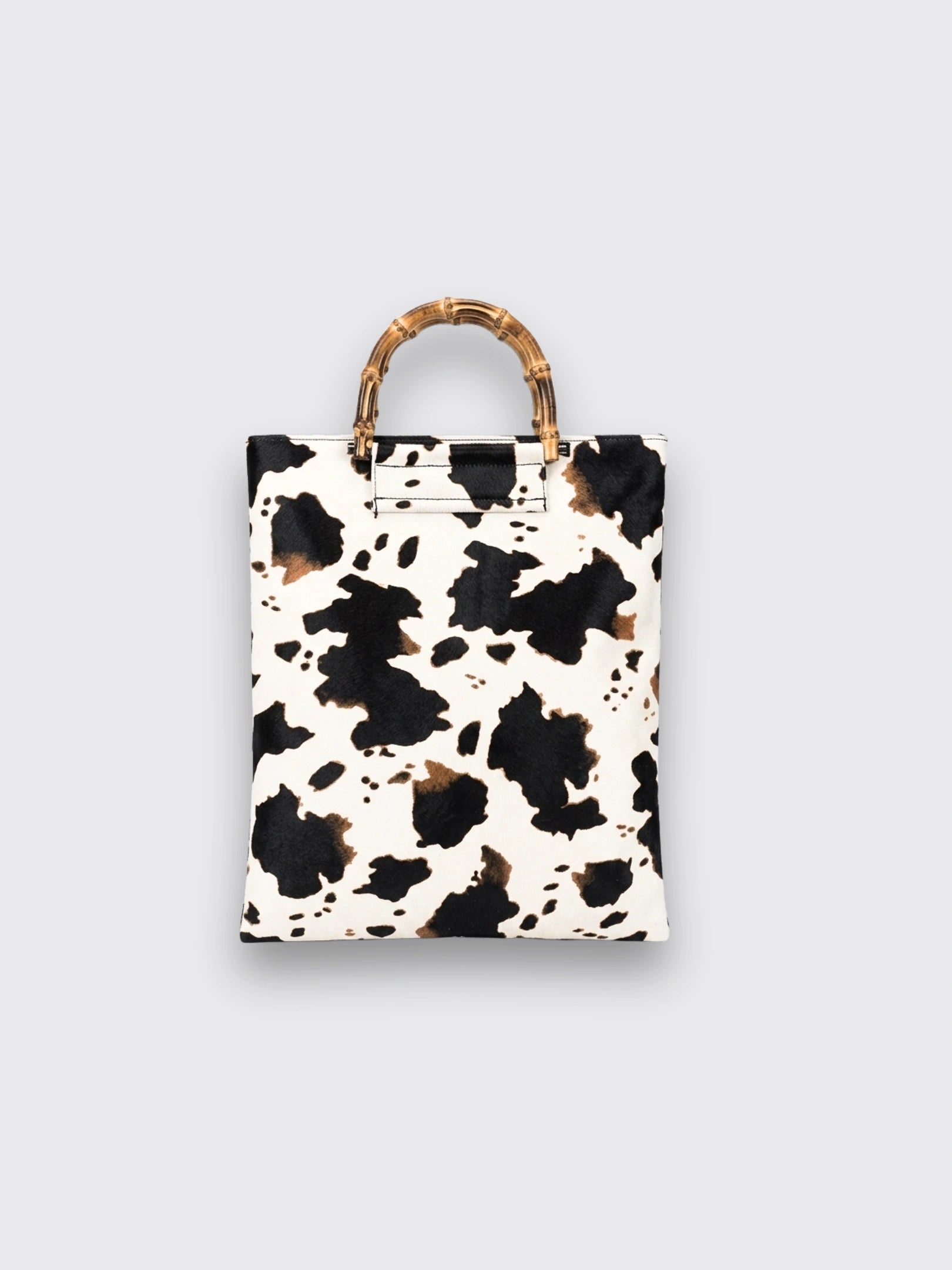 Ghost Horse Slub Portable Cow Pattern Bag Black white